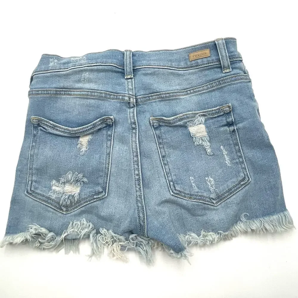 SNEAK PEEK women's distressed high-rise denim shorts size MEDIUM